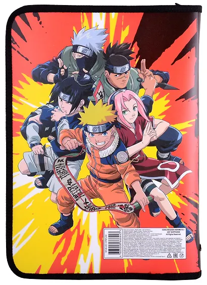 Папка для тетрадей А4 "Naruto" пластик, молния с трех сторон - фото 2