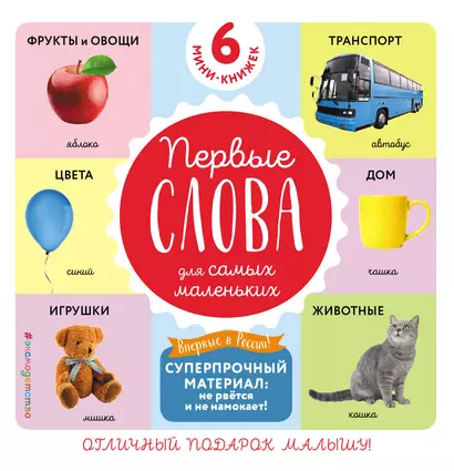 Комплект из 6 супер-прочных мини-книжек «Первые слова для самых маленьких» - фото 1