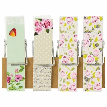 Прищепки декоративные широкие Шебби-шик, 4 штуки, 7,2 см, ассорти, ОСТРОВ СОКРОВИЩ, 662679 - фото 2