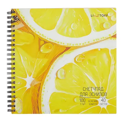 Скетчбук 190*190 40л "Сочно" 100г/м2, мел.картон, выб.лак, евроспираль - фото 1