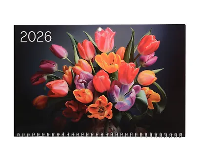 Календарь квартальный 2026г 297*695 "Цветы" настенный, трёхблочный, спираль - фото 1