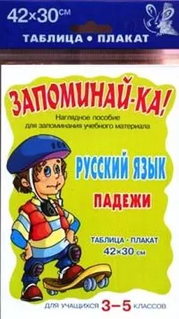 Запоминай-ка! Русский язык. Падежи. Таблица-плакат. Для учащихся 3-5 классов. Наглядное пособие - фото 1