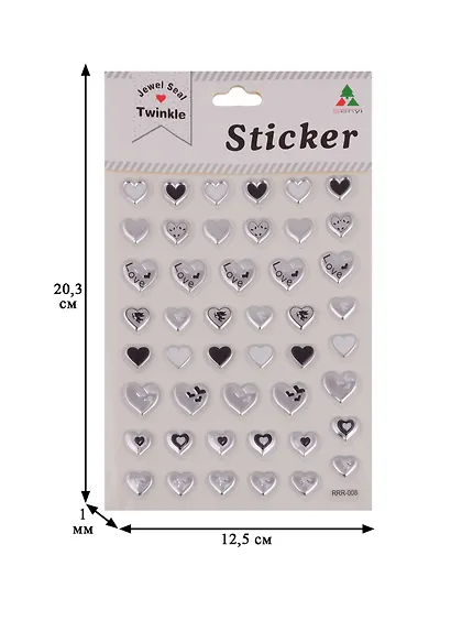 Наклейки PVC Сердца, микс - фото 3