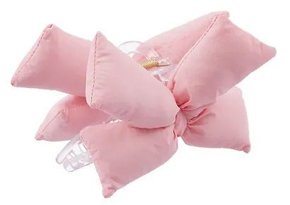 Заколка-крабик дутая Бантик (розовая) (текстиль) (13см) (12-2025093-15) (Lafilaf) - фото 2