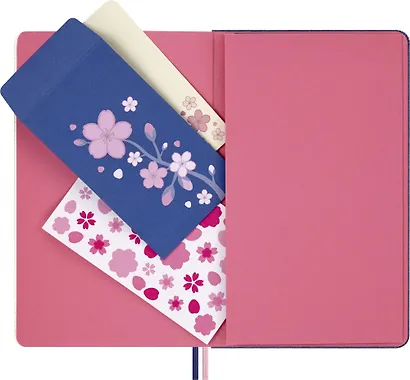Книга для записей А5, 88 листов в линейку "Le Sakura Large", синяя, обложка текстиль, Moleskine - фото 7