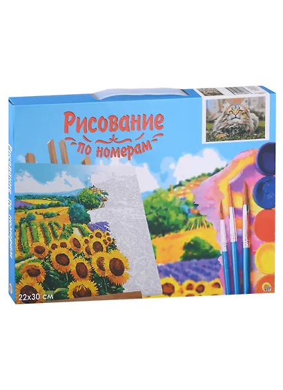 Холст с красками по номерам 22х30см (12цв.) ТМ Рыжий кот Пушистый кот HS025 - фото 2