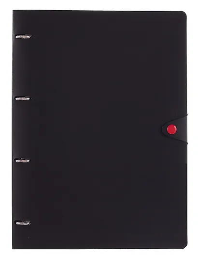 Тетрадь А4 80 листов, клетка, "Favorite Black. No 4" на кольцах, сменный блок, на кнопке - фото 1