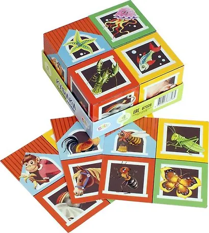 Step puzzle 4 кубика Baby step Строим домик 87328 - фото 1
