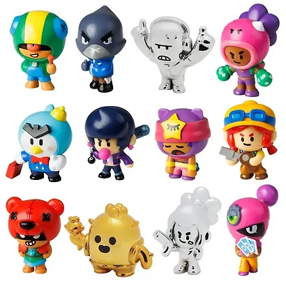 Набор коллекционных фигурок Brawl Stars, 12 шт., 3 редких героя: Леон Кроу и Сэнди, (5см), (BRW2080B) - фото 2