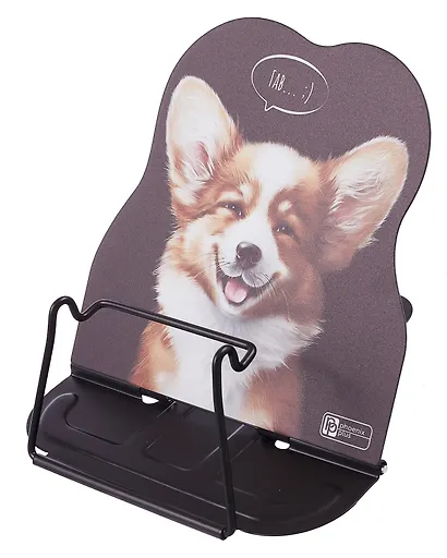 Подставка для книг/учебников "ВЕСЕЛЫЙ КОРГИ" 17x16,5x15,5см, черная, металл., фигурная вырубка - фото 3