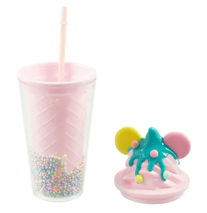 Стакан Мороженое Ушки круглые Котик-русалка (пластик) (480мл) (12-CHOUWU-YW531) - фото 4