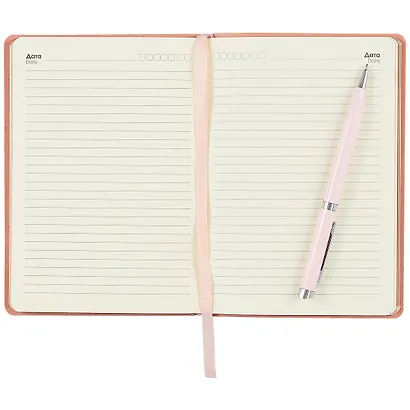 Ежедневник недат. А6 136л "SOFT TOUCH" розовое золото, интегр.обл., иск.кожа, тонир.блок, скругл.углы, цв.торец, ляссе - фото 3