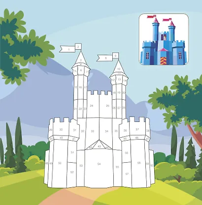 Волшебный мир. Раскрась наклейками, по номерам, по пикселям, обведи по точкам - фото 11