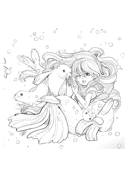 Pop Manga Mermaids and Other Sea Creatures : A Coloring Book - фото 2