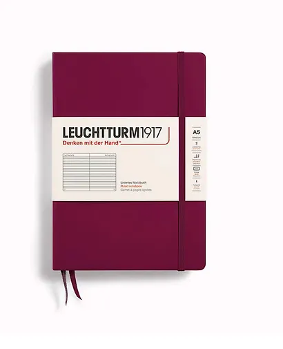 Книга для записей A5, 125 листов в линейку "Classic", твердая обложка, красный портвейн, Leuchtturm1917 - фото 1