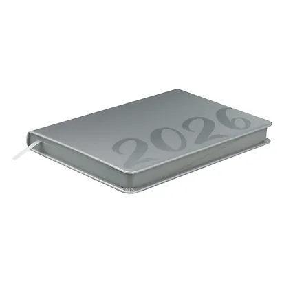 Ежедневник дат. 2026г. А5 176л "Софт-тач" серый, кожзам, тв.переплет, офсет, закругл.углы, ляссе, инд.уп - фото 4