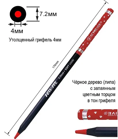 Карандаши цветные 24цв "Blackwood Artmate" карт.футляр, супермягкие, утолщ.грифель 4мм, ACMELIAE - фото 3