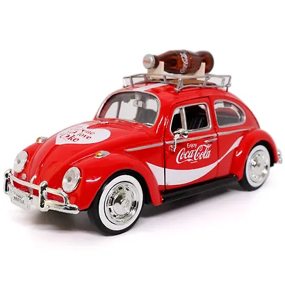 Машинка литая коллекционная Motor City Classics - Die-сast модель по лицензии Coca-Cola 1966 Volkswagen Beetle (Top Rack), масштаб 1:24 - фото 3