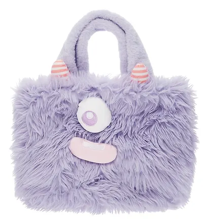 Сумка-шоппер плюшевая Монстрик (фиолетовая) (33х25) - фото 1