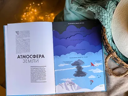 Небо. Интерактивная книга с клапанами и резными иллюстрациями про атмосферу, космос, воздухоплавание - фото 5