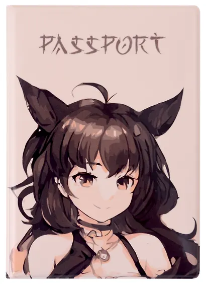 Обложка для паспорта Аниме Девушка-шатенка (Сёдзё) (цветная) (ПВХ бокс) - фото 1
