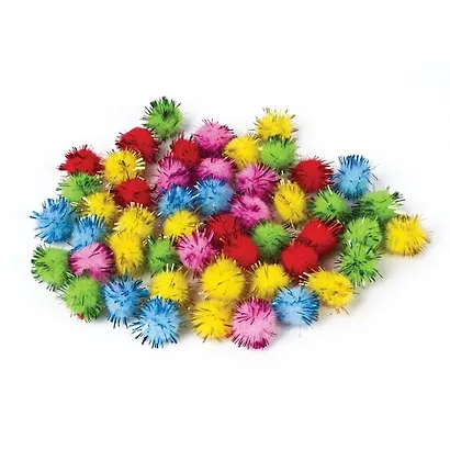 Помпоны для творчества, ОСТРОВ СОКРОВИЩ "Блестящие"  5 цветов, 15мм, 50шт. 661427 - фото 2