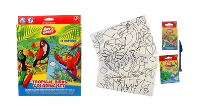 Набор д/творчества Tropical Birds Coloring Set ArtBerry®/Артберри (пластилин 6цв+воск. мелки 8цв+2 раскрас.) 36969 - фото 2