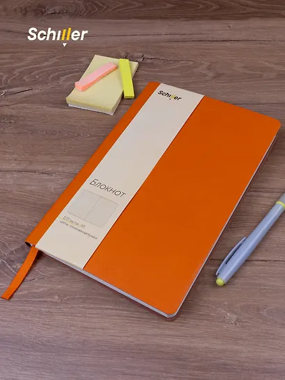 Книга для записей А5 100л кл. оранжевый, интегр., тонир.блок, резинка, ляссе, Schiller - фото 7