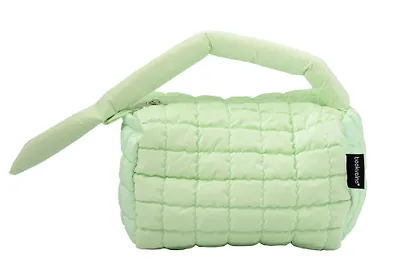 Косметичка стеганная с объёмной ручкой (мятная) (текстиль, PU) (20х13см) - фото 1