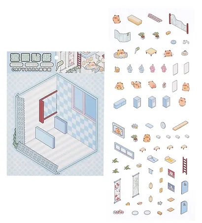 Набор наклеек с полем для создания миниатюрных сцен, размер 150х125 мм (+пинцет) - фото 7