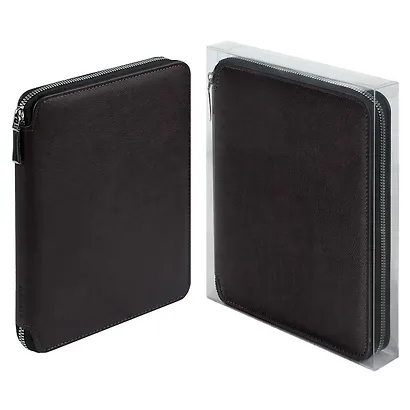 Ежедневник-органайзер недат. А5+ 120л "Шеврет экстра" коричневый, тв.переплёт с поролоном, иск.кожа, на молнии, ляссе, ПВХ-коробка - фото 2