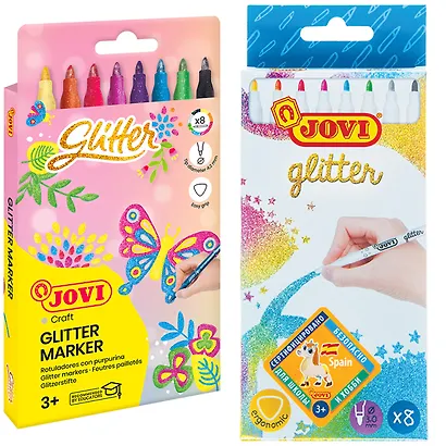 Фломастеры «Glitter» Carioca, 8 цветов, с блестками, смываемые - фото 9