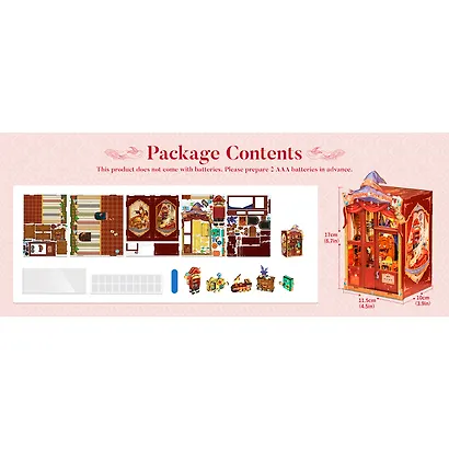 CWGA204 Конструктор интерьерный  – сборный домик CuteBee - Магазин Удивительных Игрушек, 107 деталей (материалы: дерево, картон, пластик, металл), со световыми эффектами (подсветка интерьера), с питанием от 2хААА батареек (не включены), серия DIY, возраст - фото 10