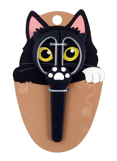 Ножницы детские «Котик», 130 мм, черные, с чехлом - фото 1