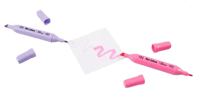 Маркеры для скетчинга 12 цветов, пастельные, двусторонние пулевидный/скошенный наконечник, Art idea - фото 5