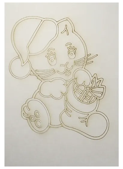 Трафарет Котенок с подарком А5 (148х210) (540) (3+) (Песочный мир) - фото 1