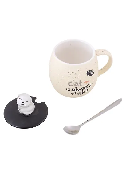 Кружка с крышкой и ложкой "Котик", 420 мл - фото 2