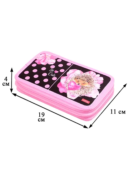 Пенал школьный 2отд. "Ёжик в горошек" 19*11см, лам.картон, молния, выб УФ лак - фото 2