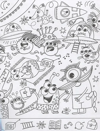 Раскраска-виммельбух "Монстрики". 100+ персонажей - фото 3