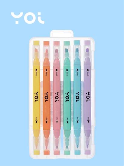 Текстовыделители Yoi, двухсторонние 6 цветов - фото 2