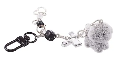 Брелок Собачка-пушистик с бантиком и подвесками (ПВХ) - фото 3