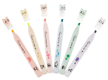 Текстовыделители Yoi, "Котики", 6 цветов - фото 4