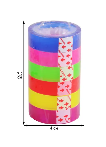 Цветная клейкая лента, 6 цветов, 1.2 см х 1 м - фото 3