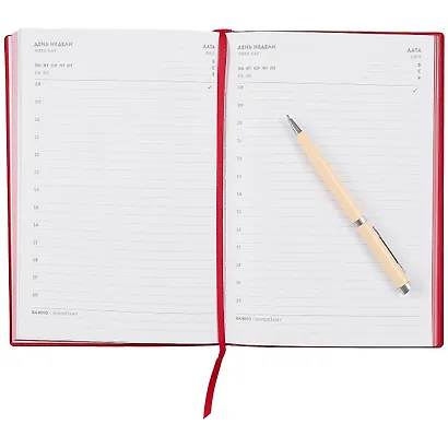 Ежедневник недат. А5 120л "Флоттер" красный, кожзам, мягкий переплет, офсет, ляссе - фото 3