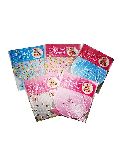 З-х этажная подставка под кексы в пакете с подложкой и подвесом, в ассортименте, 5 видов - фото 1