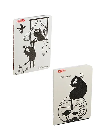Записная книжка А6 40л кл. "Cat story" flexy-переплет, мат.ламинация, сшивка цв.шелк.нитью, ассорти, MARKER ARTE - фото 2