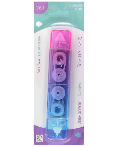 Лента клеящая+корректор лента 2 в 1, в ассортименте - фото 8