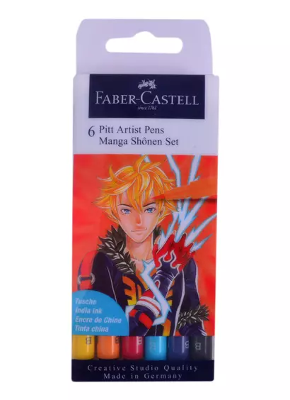 Ручки капиллярные"Pitt Artist Pens Manga Shojo Brush", ассорти, 6 шт., пластик., Faber-Castell - фото 1