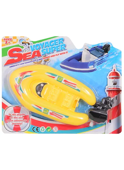 Моторная лодка с заводным механизмом, в ассортименте - фото 2