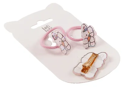 Набор Kawaii Кролики (2 резинки, 1 заколка) (пластик) (12-03907-B8) (Lafilaf) - фото 4